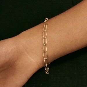 David Yurman Zig Zag Stax Elongated Oval Link Chain Bracelet 18k Gold (size L)